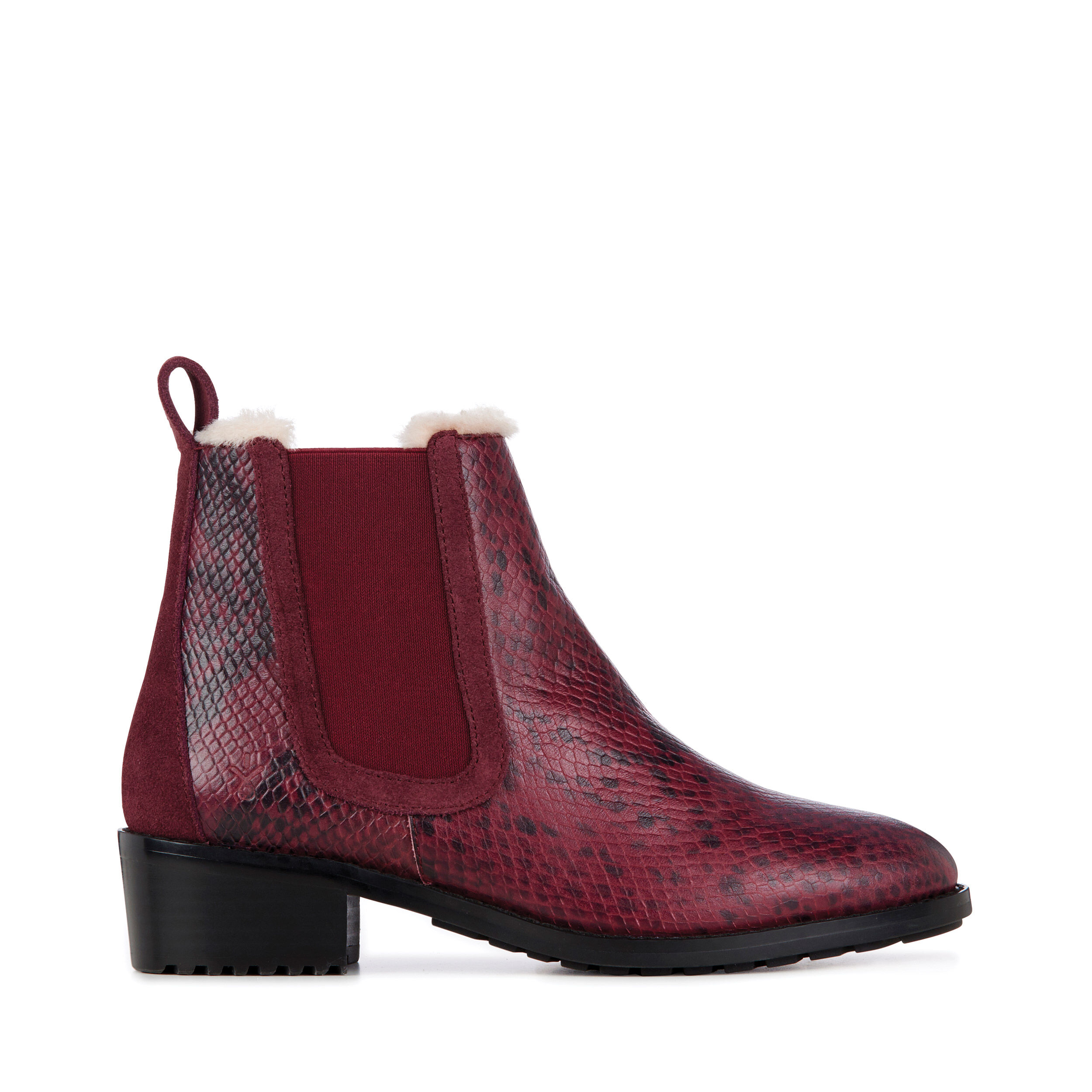 wine coloured chelsea boots