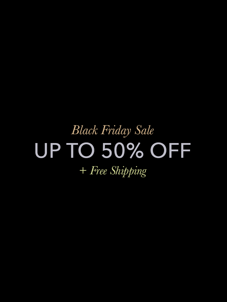 Text reads, Black Friday Sale, 25% - 50% Off Everything + Free Shipping. Shop Now
