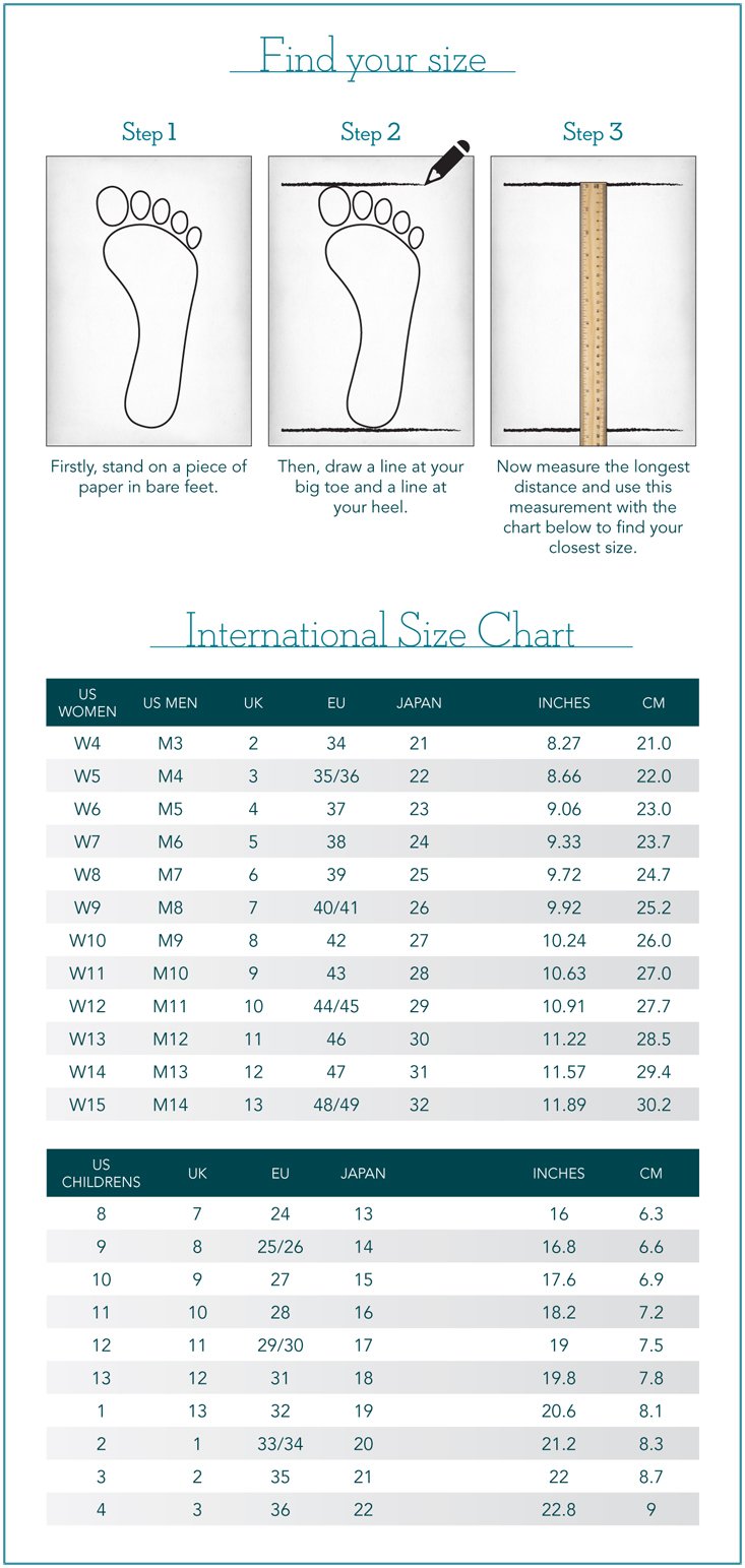 Your Turn Shoes Size Chart