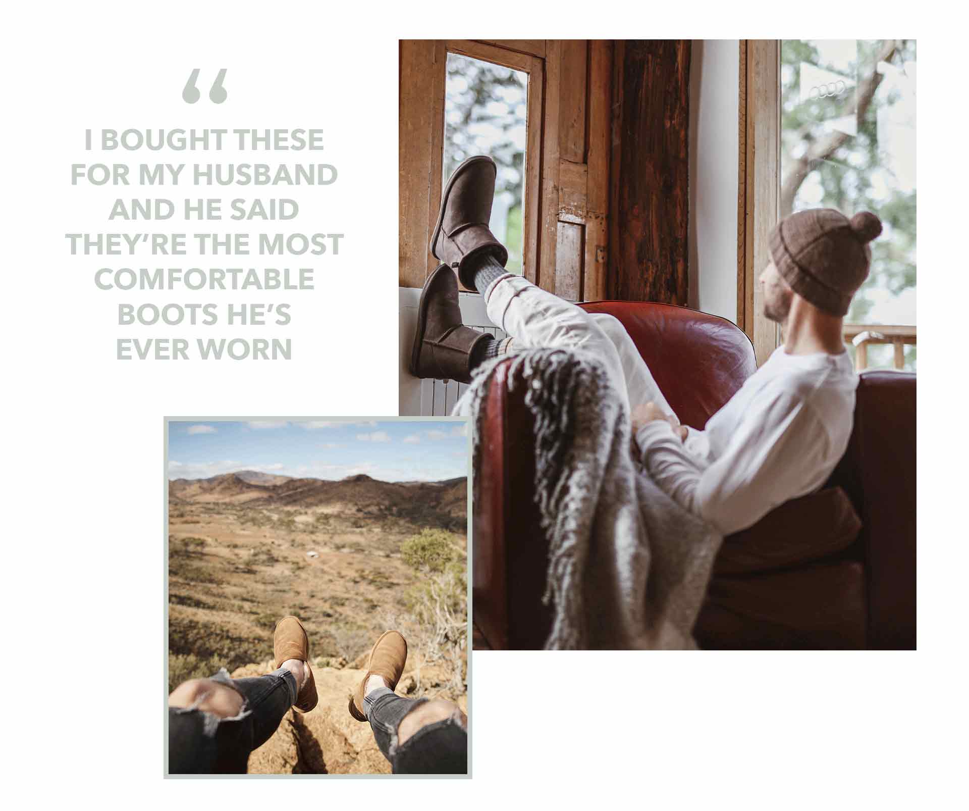 Collage of must-have EMU sheepskin boots for him