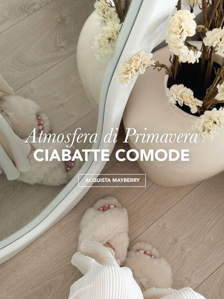 ADD ALT TEXT reads:Spring Vibes, Cosy Slides. Shop Mayberry.