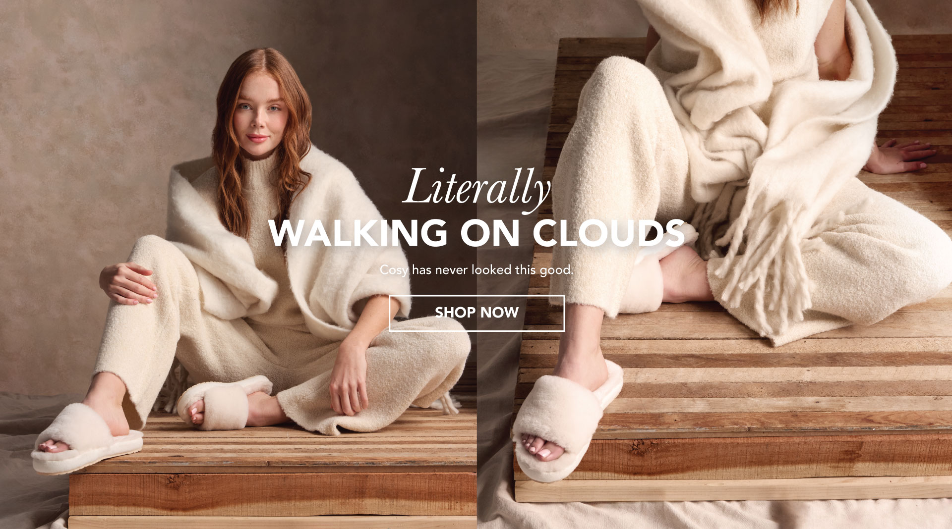 ADD ALT TEXT reads:Literally Walking on Clouds - Cosy has never looked this good