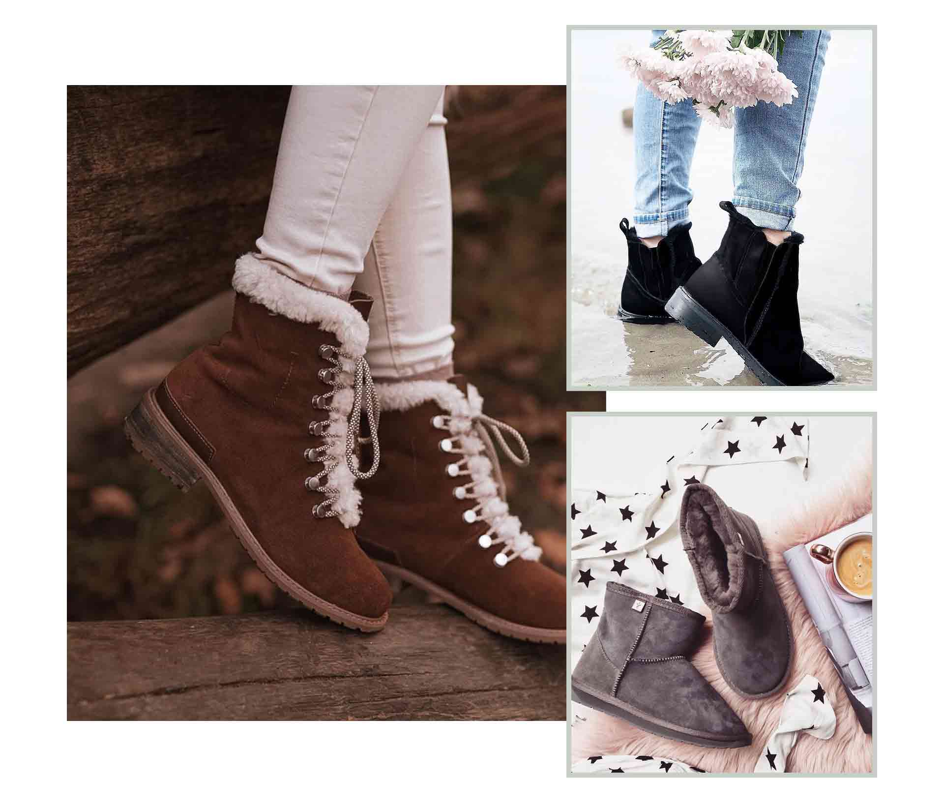 Collage of must-have EMU sheepskin boots for women