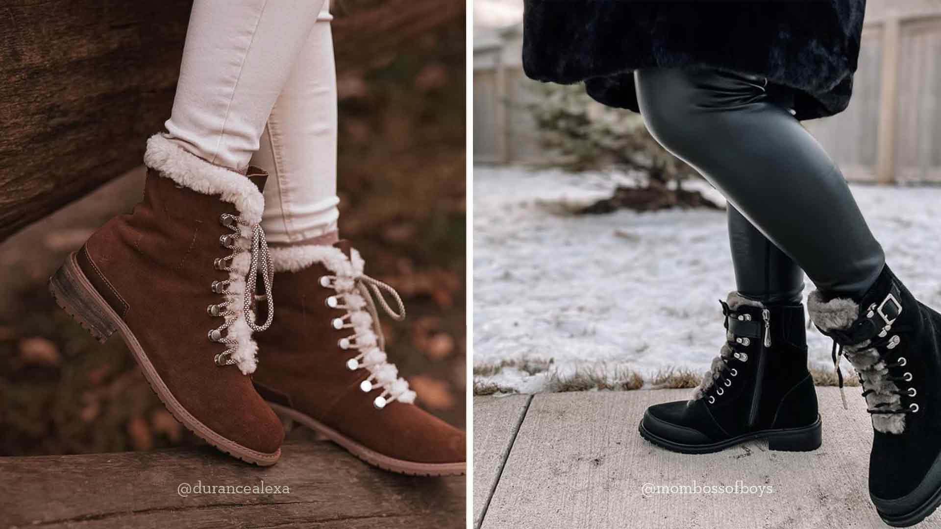 Collage of women wearing EMU waterproof hiking boots outdoors