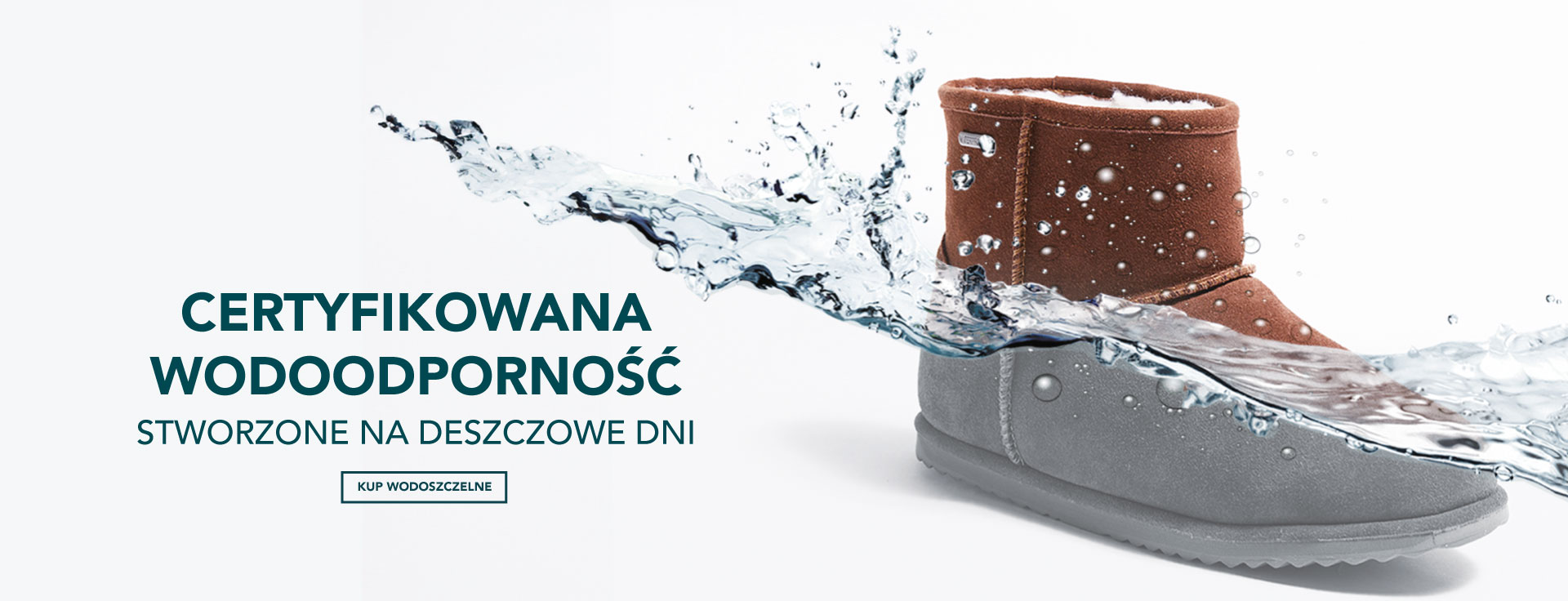 ADD ALT TEXT reads:Certified Waterproof. Made for rainy days. Shop waterproof.