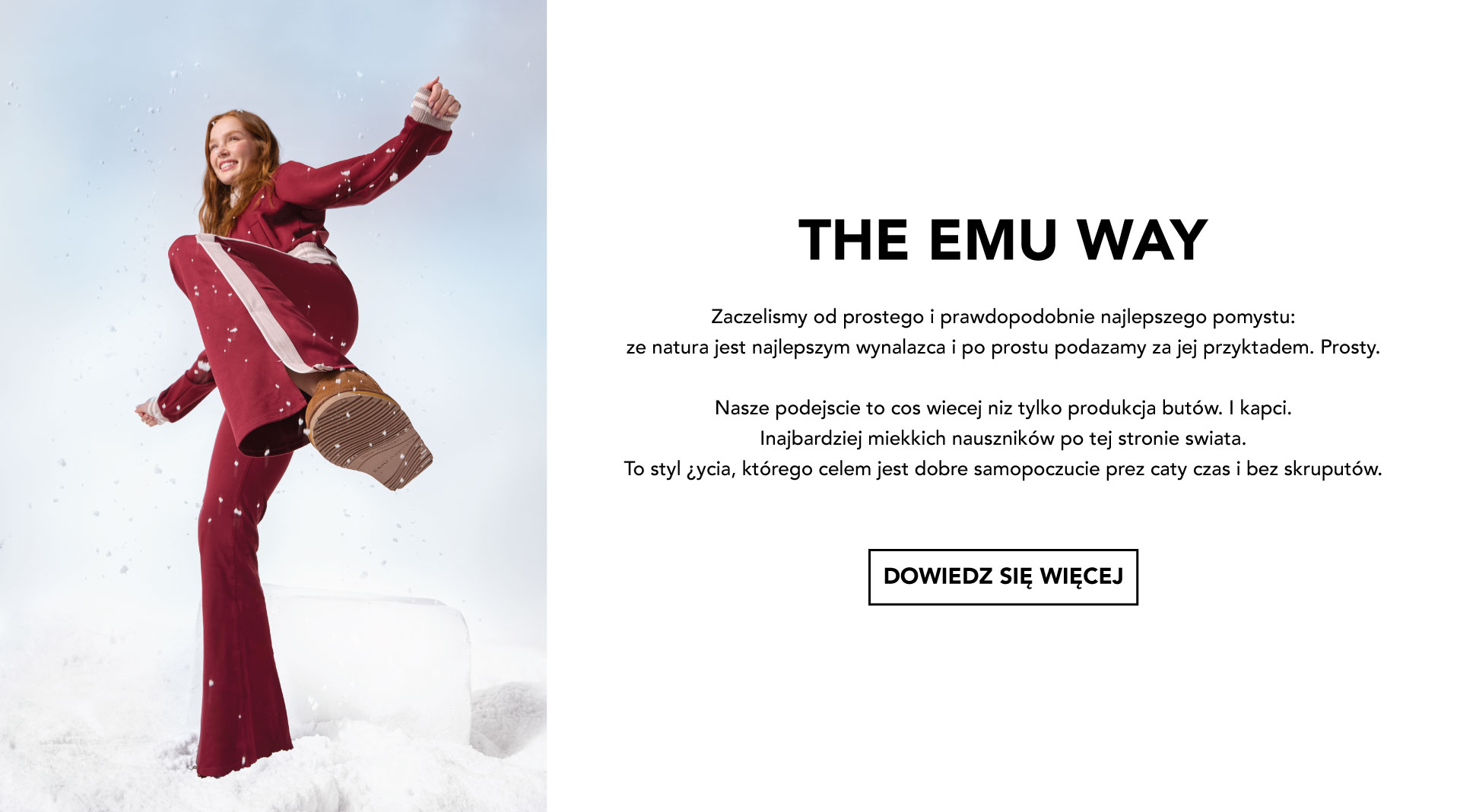 ADD ALT TEXT reads:The EMU Way. DOWIEDZ SIE WIECEJ