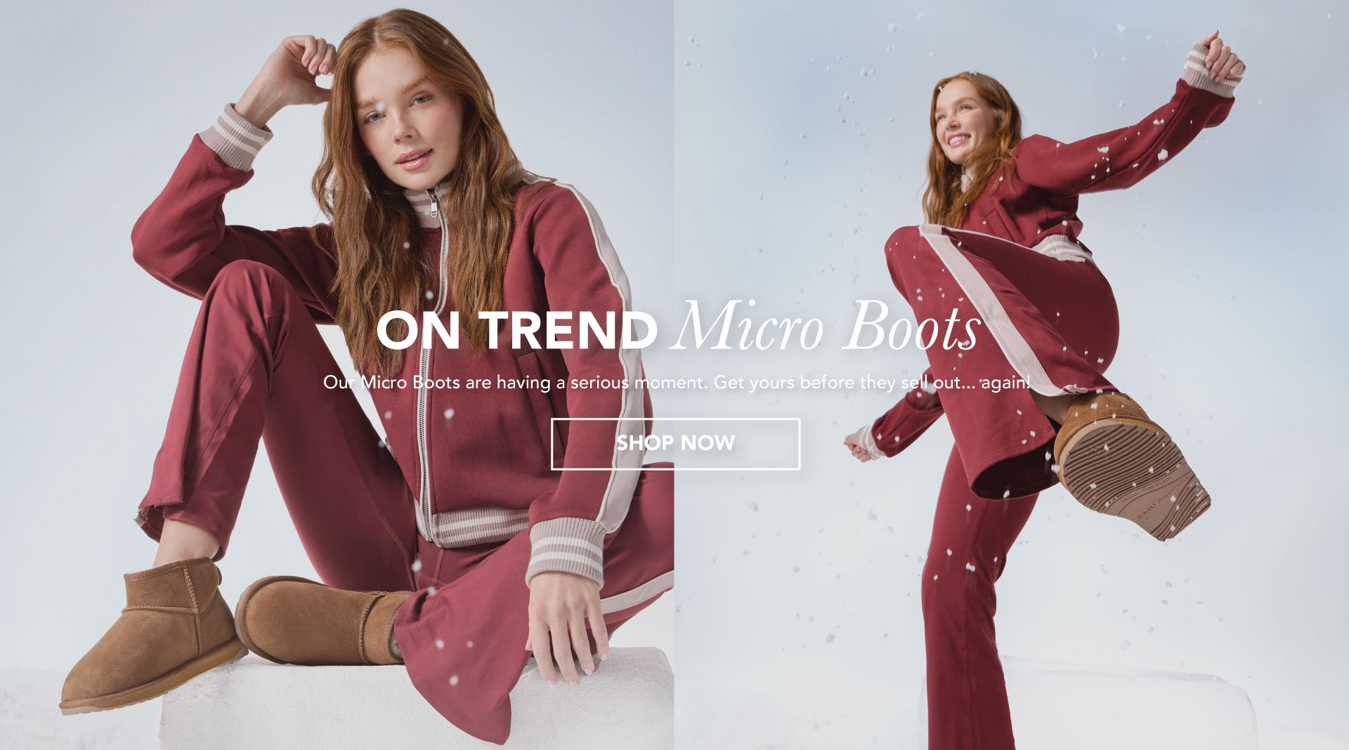 ADD ALT TEXT reads:On Trend: Micro Boots