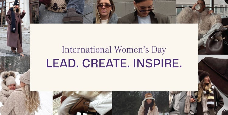 Text reads: International Women's Day. Lead. Create. Inspire.