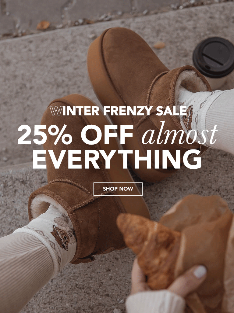 ADD ALT TEXT reads: Winter Frenzy Sale. 25% off almost everything.