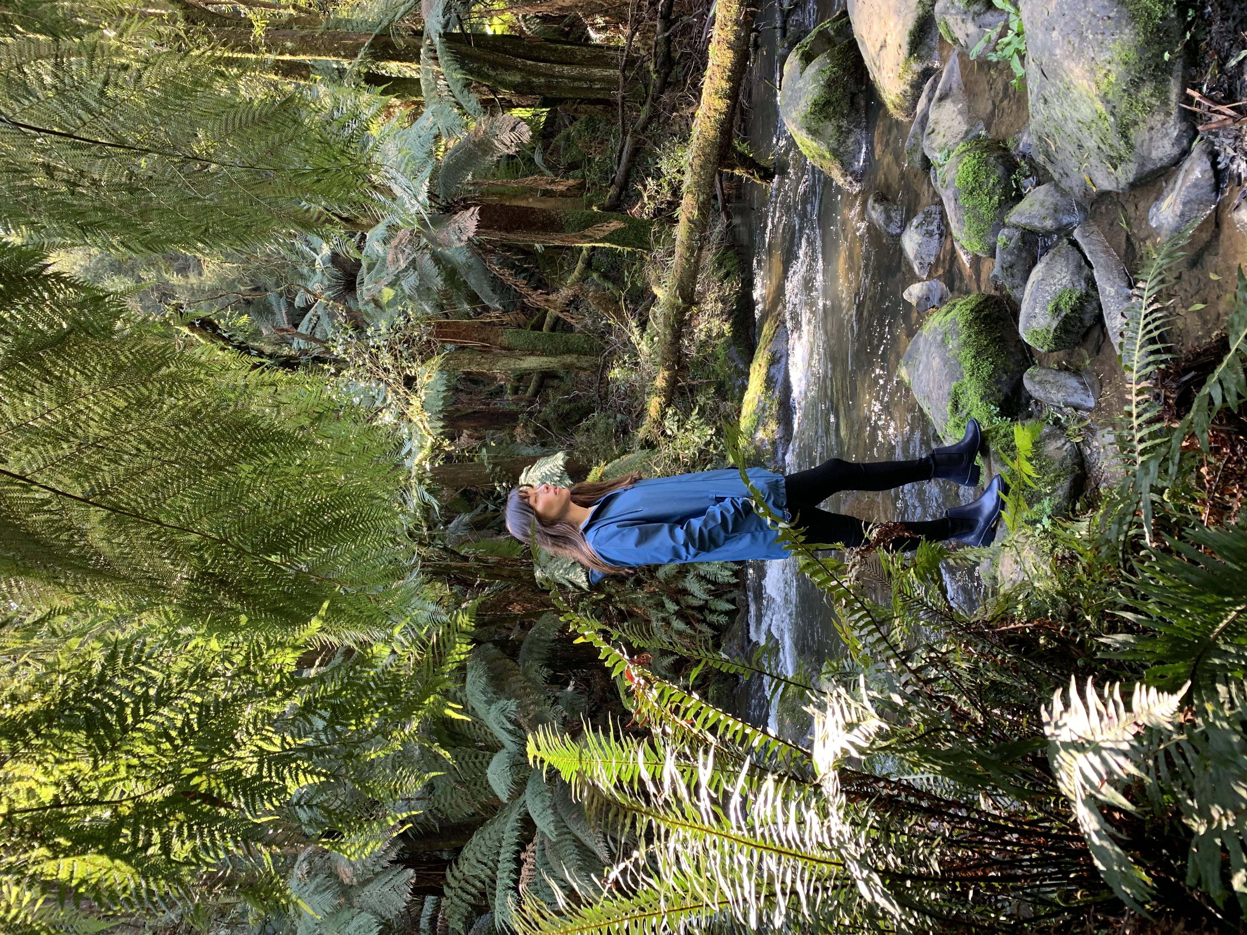 Model standing in Australian national park modelling waterproof boots