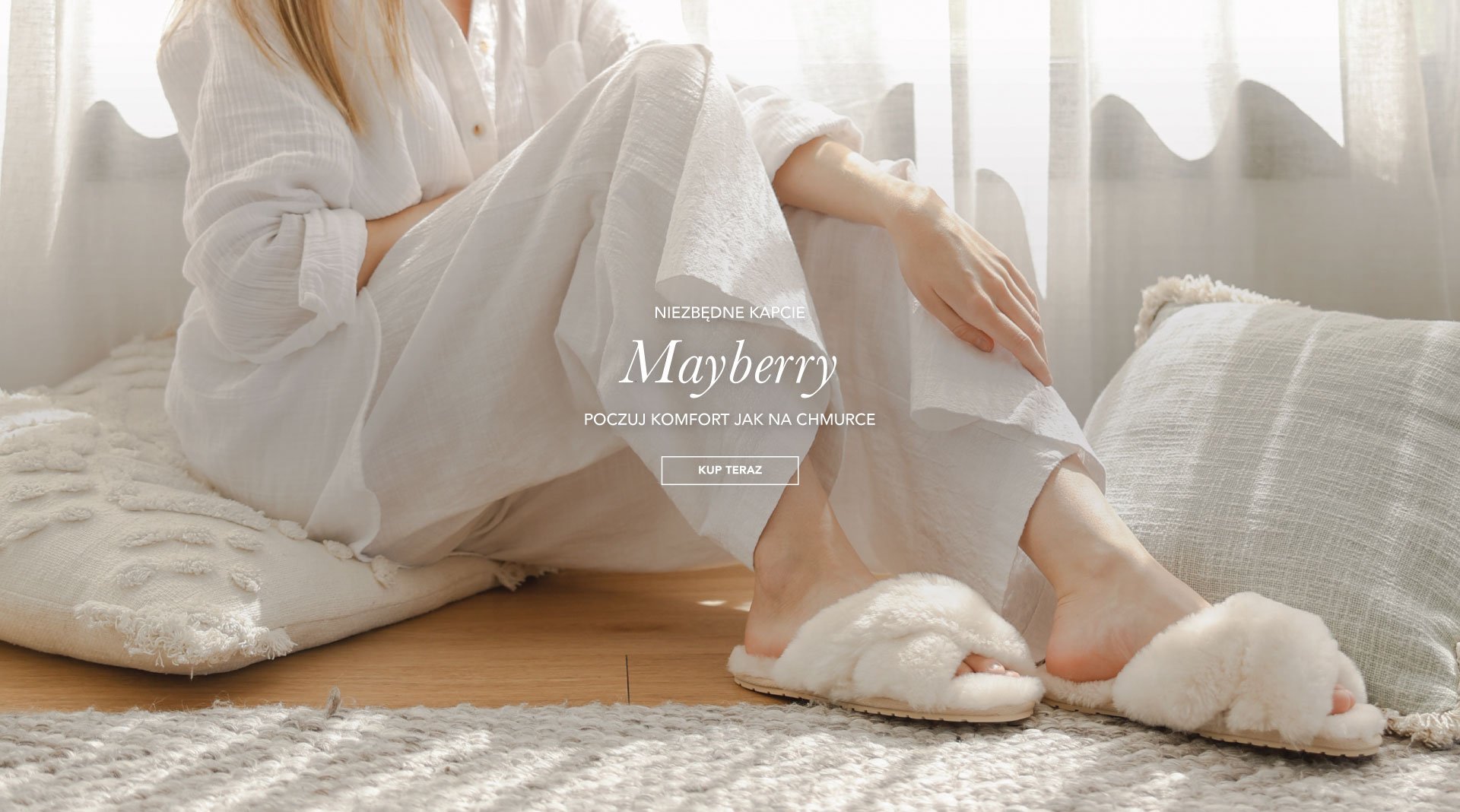 ADD ALT TEXT reads:Must-Have Slipper. The Mayberry. Experience cloud-like comfort. Shop Now.