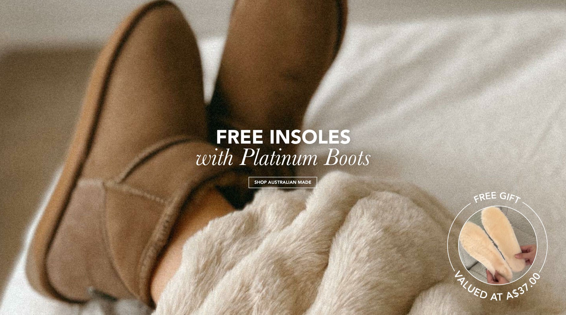 ADD ALT TEXT reads: Free Insoles with Platinum Boots.