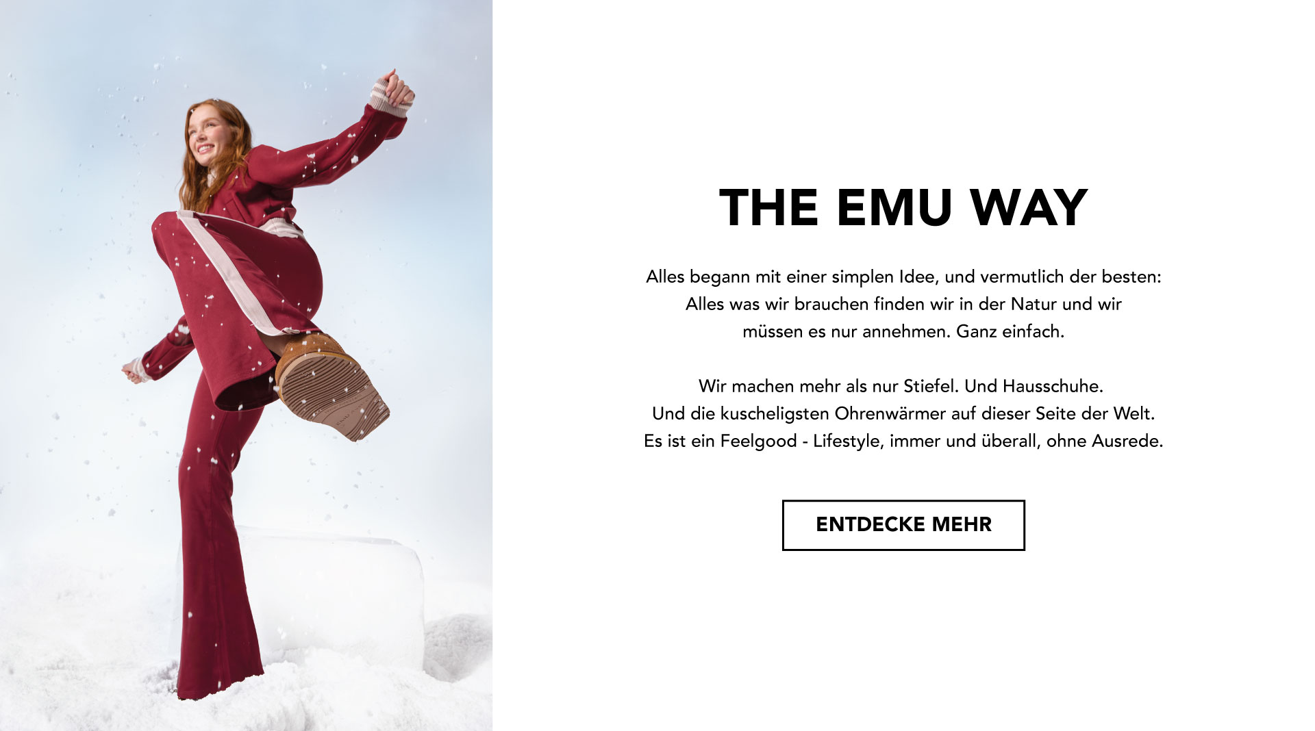 ADD ALT TEXT reads:The EMU Way. ENTDECKE MEHR.