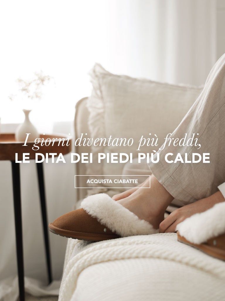 ADD ALT TEXT reads:Days get colder, toes get warmer. Shop Slippers.